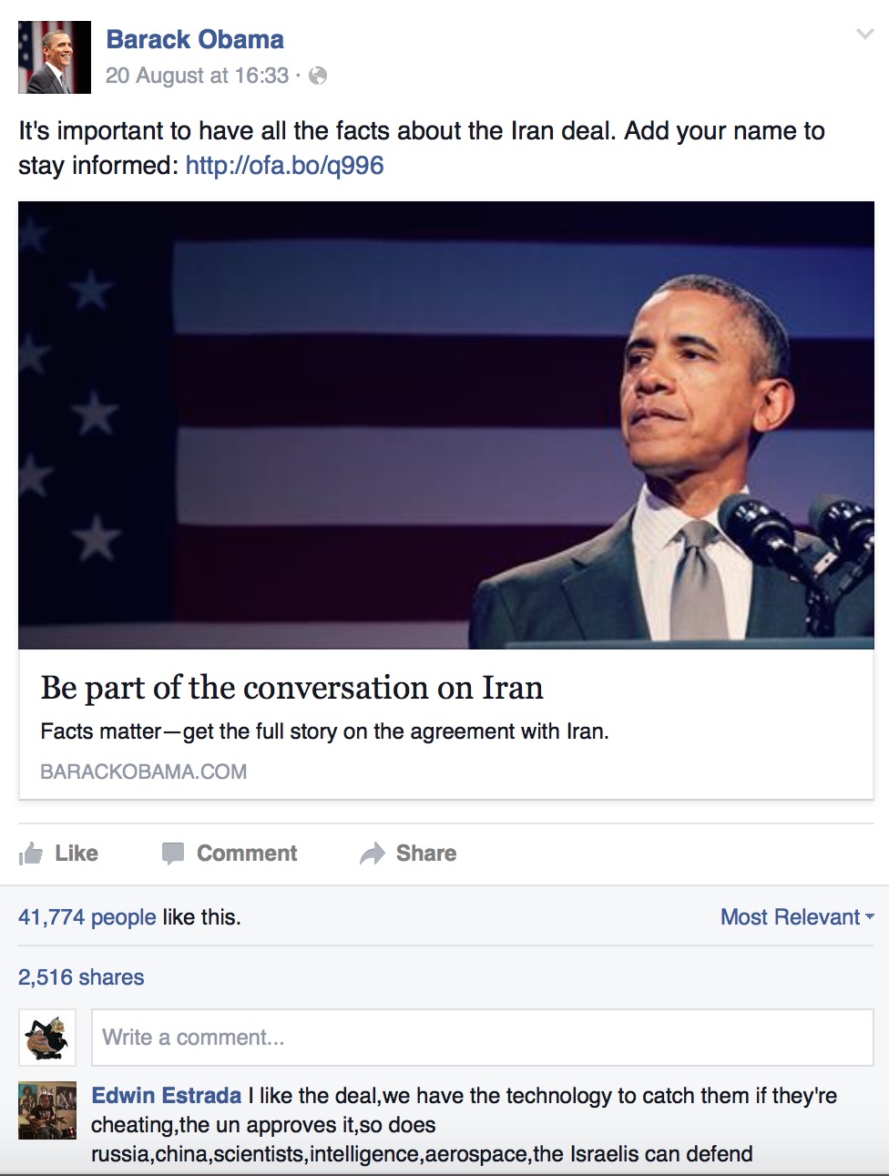 Obama facebook